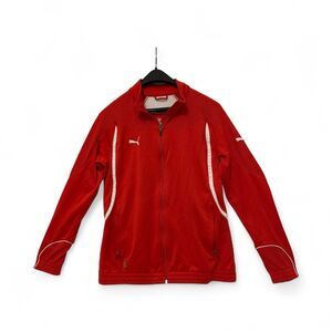 Puma Track Jacket Red and White Full Zip Kid's Size Large Unisex‎ Retro Y2K